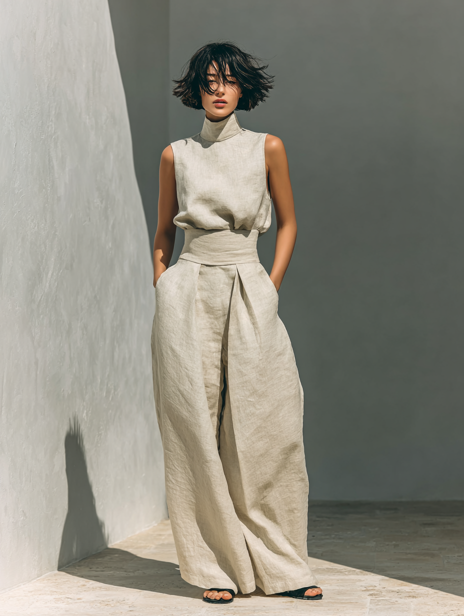 Mary | Wide-Leg Cotton-Linen Set