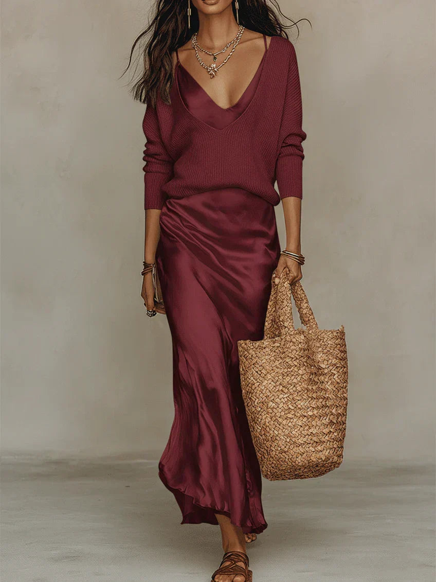 Amy | Midi Dress with Included Sweater