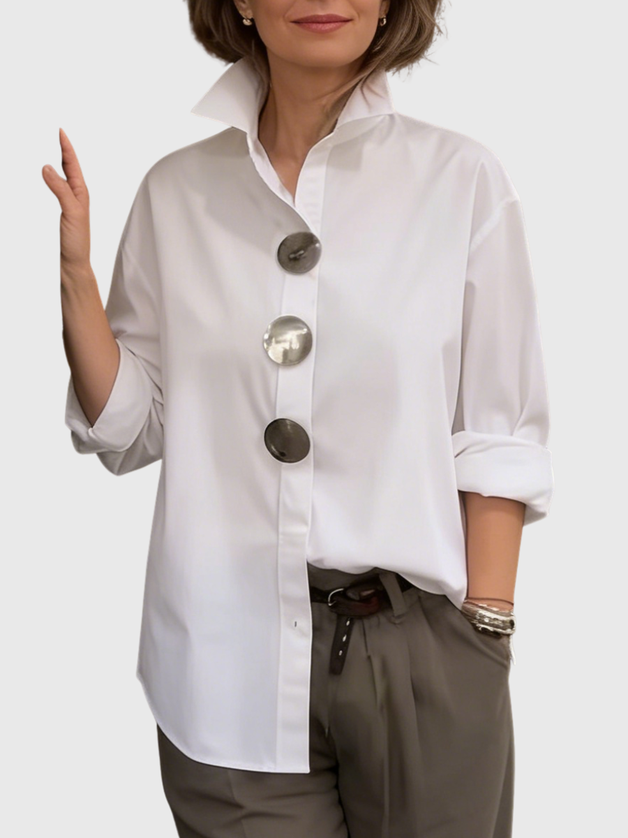 Rachel | Statement Button Stand Collar Blouse