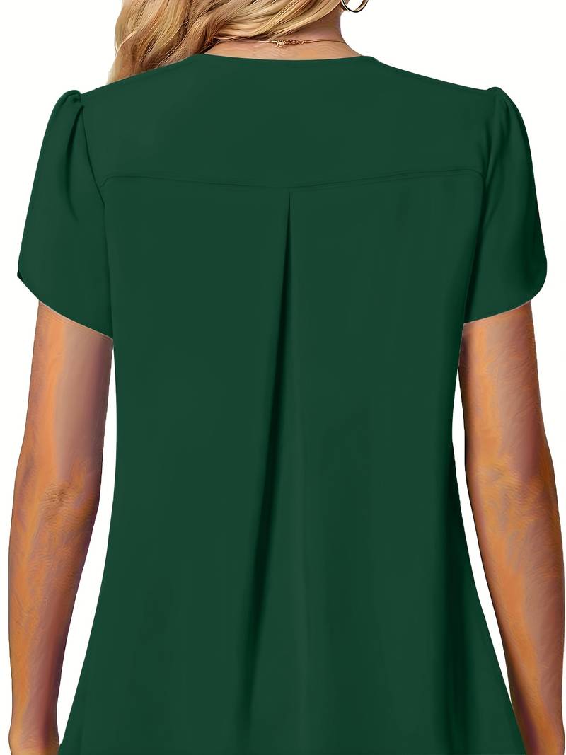 Basha | Ruffle Short Sleeve Blouse With Single Button