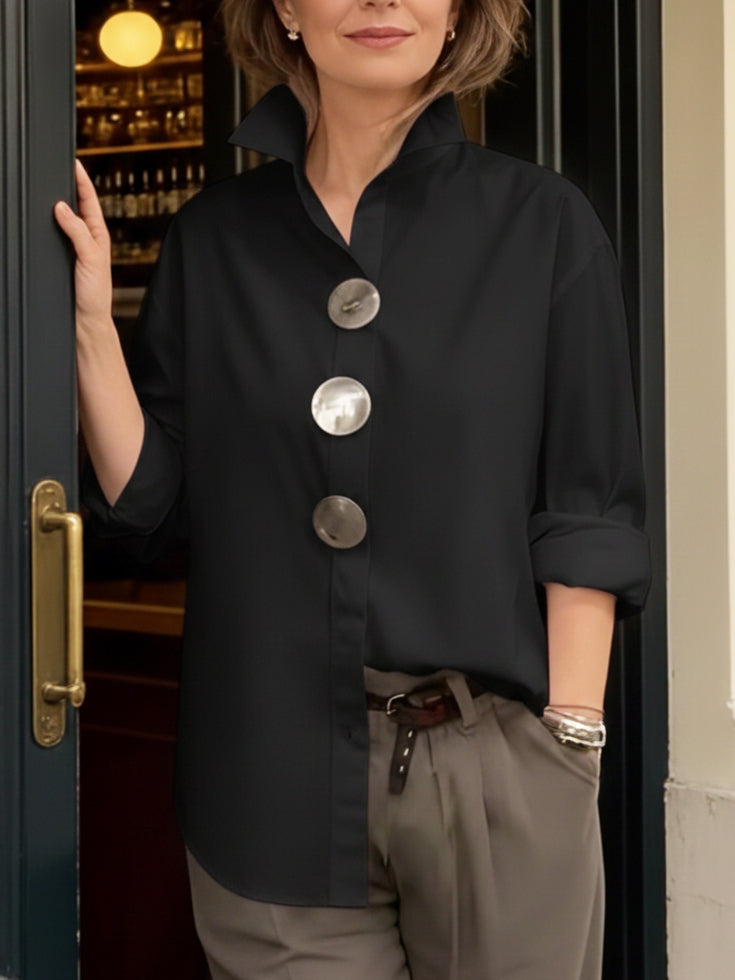 Rachel | Statement Button Stand Collar Blouse