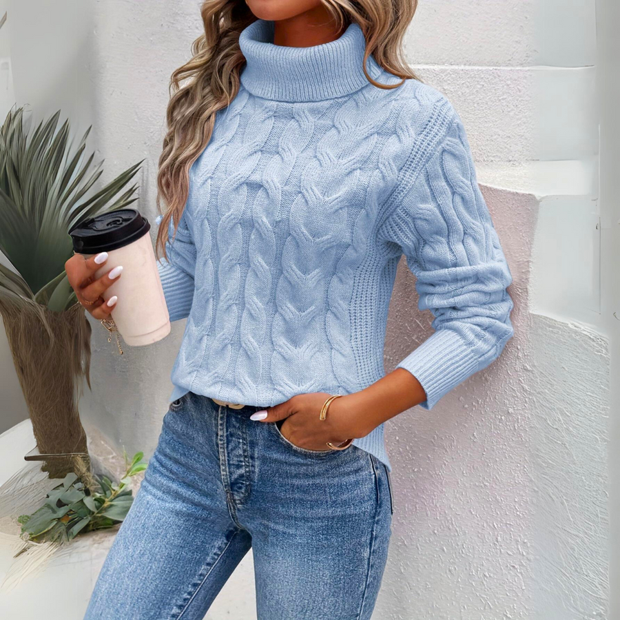 Giorgia | Cable Knit Roll Neck Jumper
