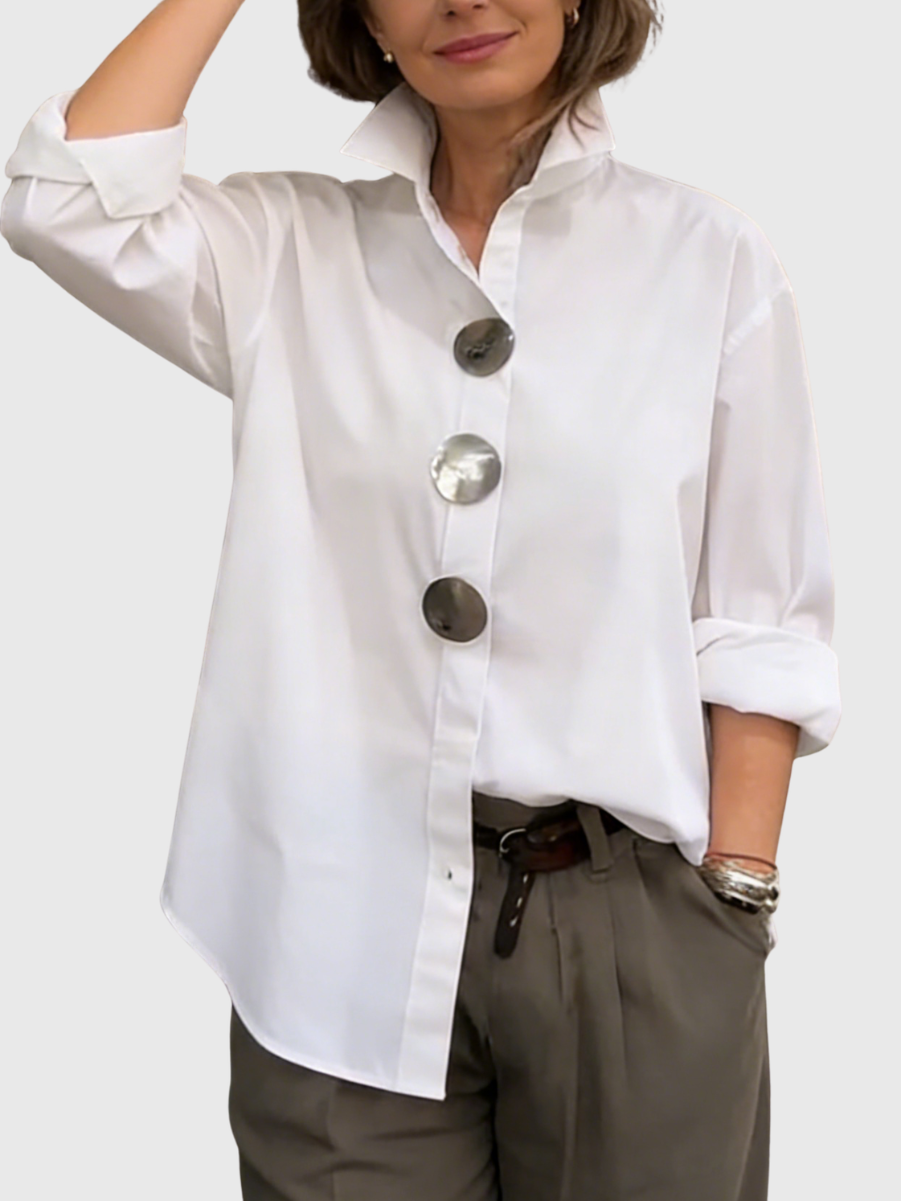 Rachel | Statement Button Stand Collar Blouse
