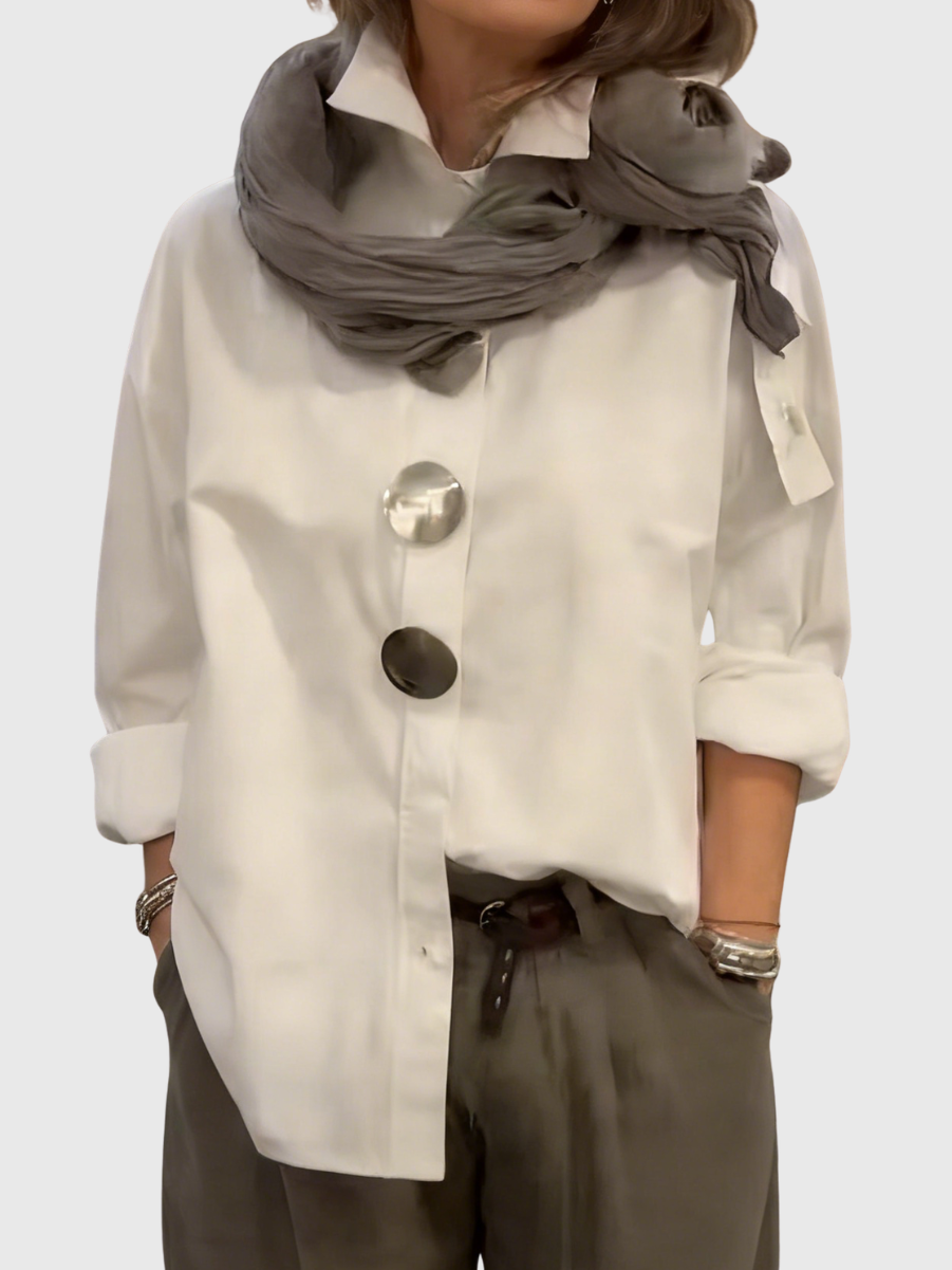 Rachel | Statement Button Stand Collar Blouse