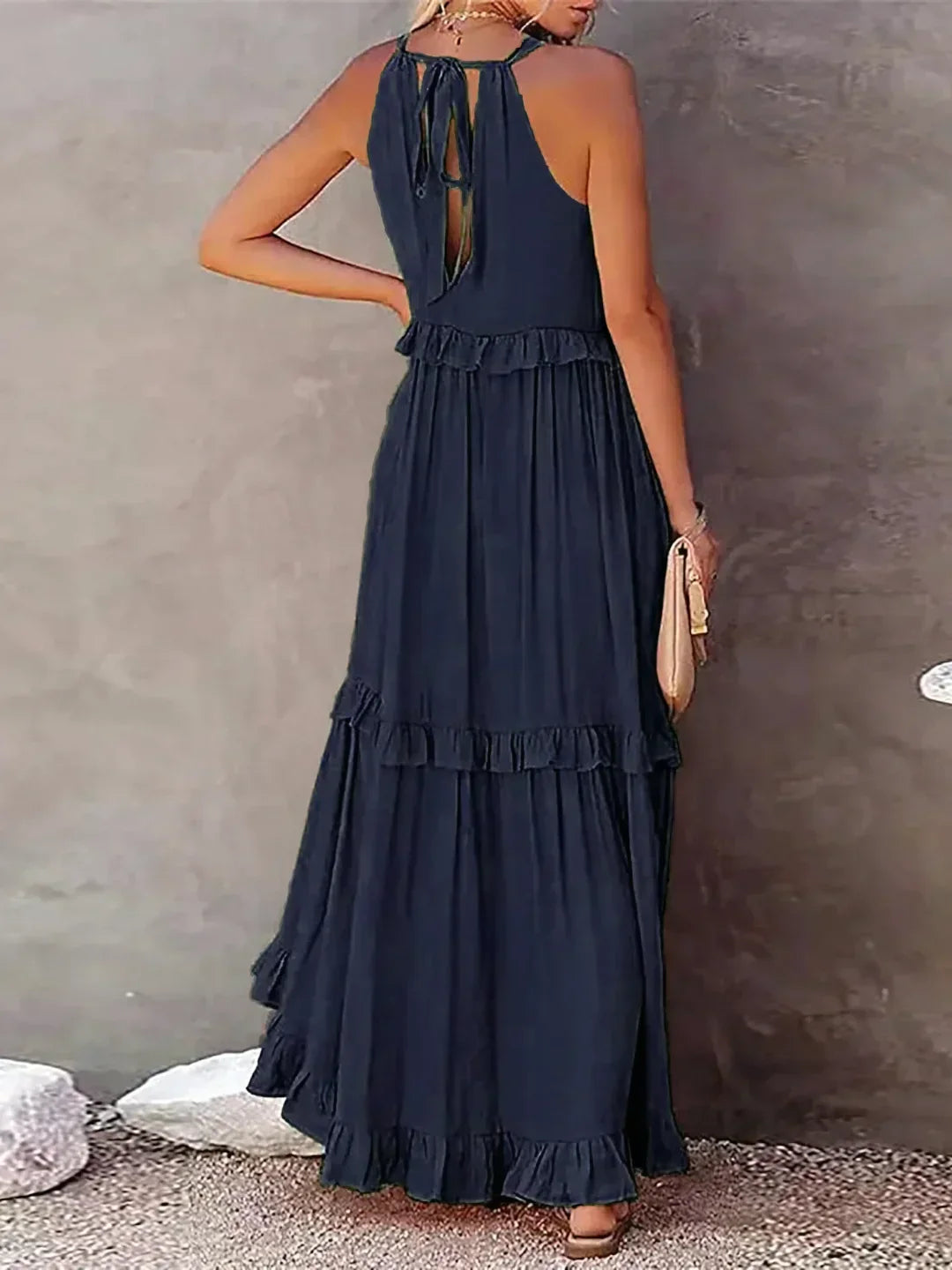 Lorena | Halterneck Dress With Ruffles and Pockets