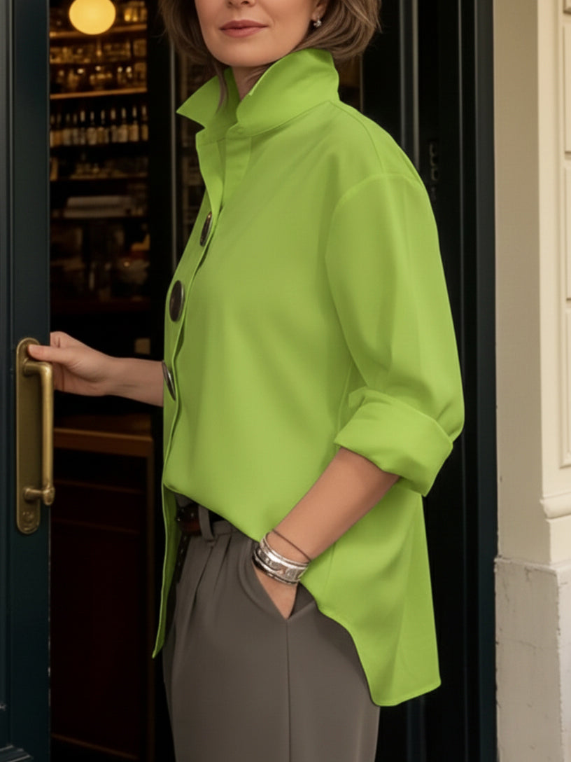 Rachel | Statement Button Stand Collar Blouse