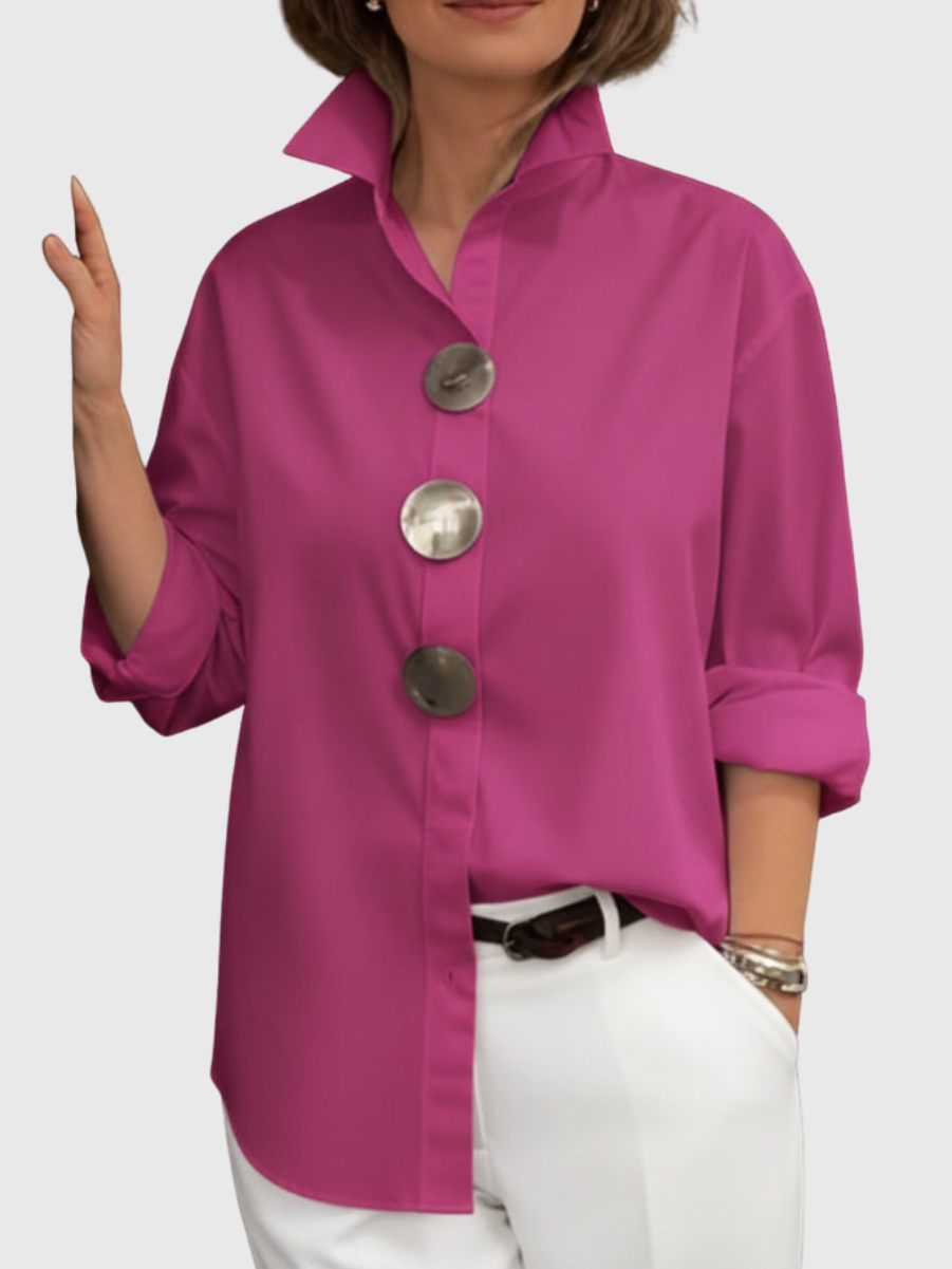 Rachel | Statement Button Stand Collar Blouse