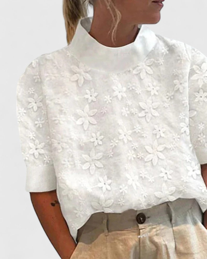 Denise | Elegant Blouse with Stand Collar