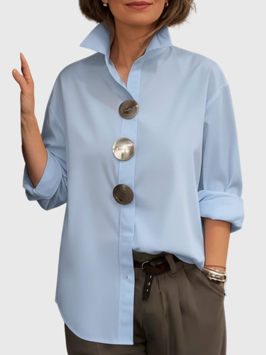 Rachel | Statement Button Stand Collar Blouse