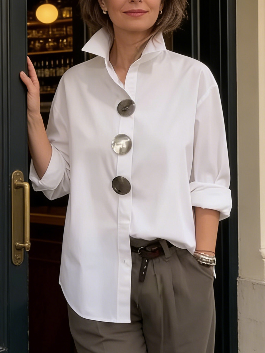 Rachel | Statement Button Stand Collar Blouse
