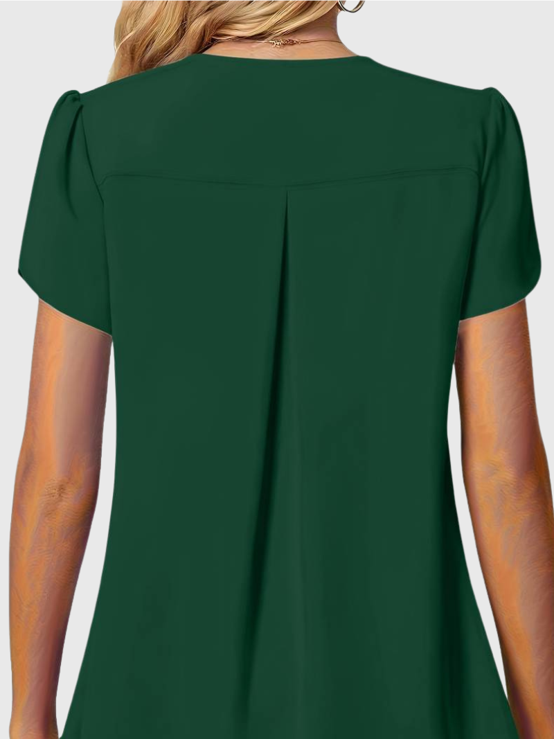 Basha | Ruffle Short Sleeve Blouse With Single Button