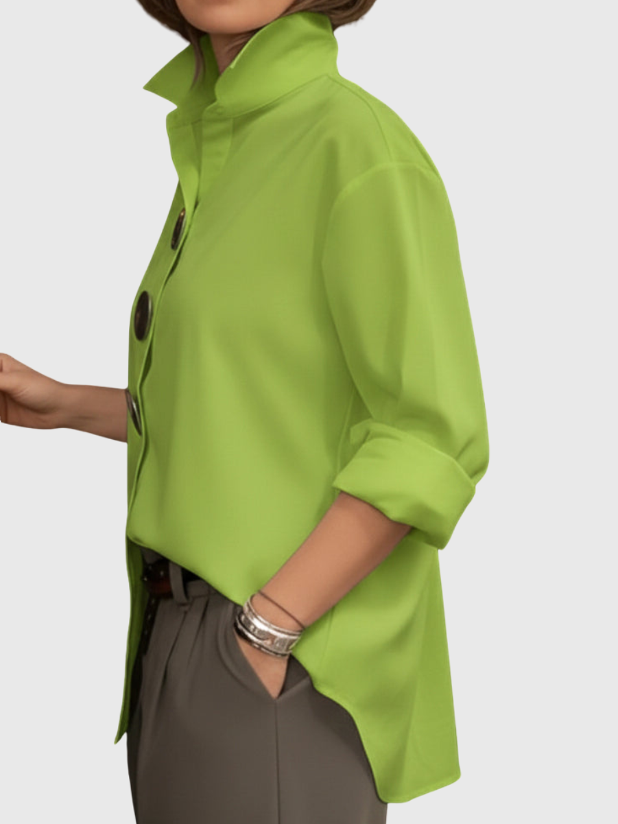 Rachel | Statement Button Stand Collar Blouse