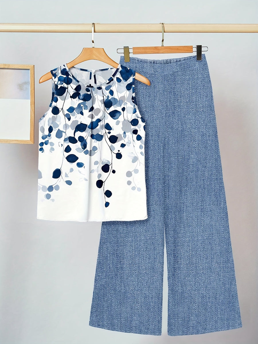 Gabriella | Pleated Leaves Print Set