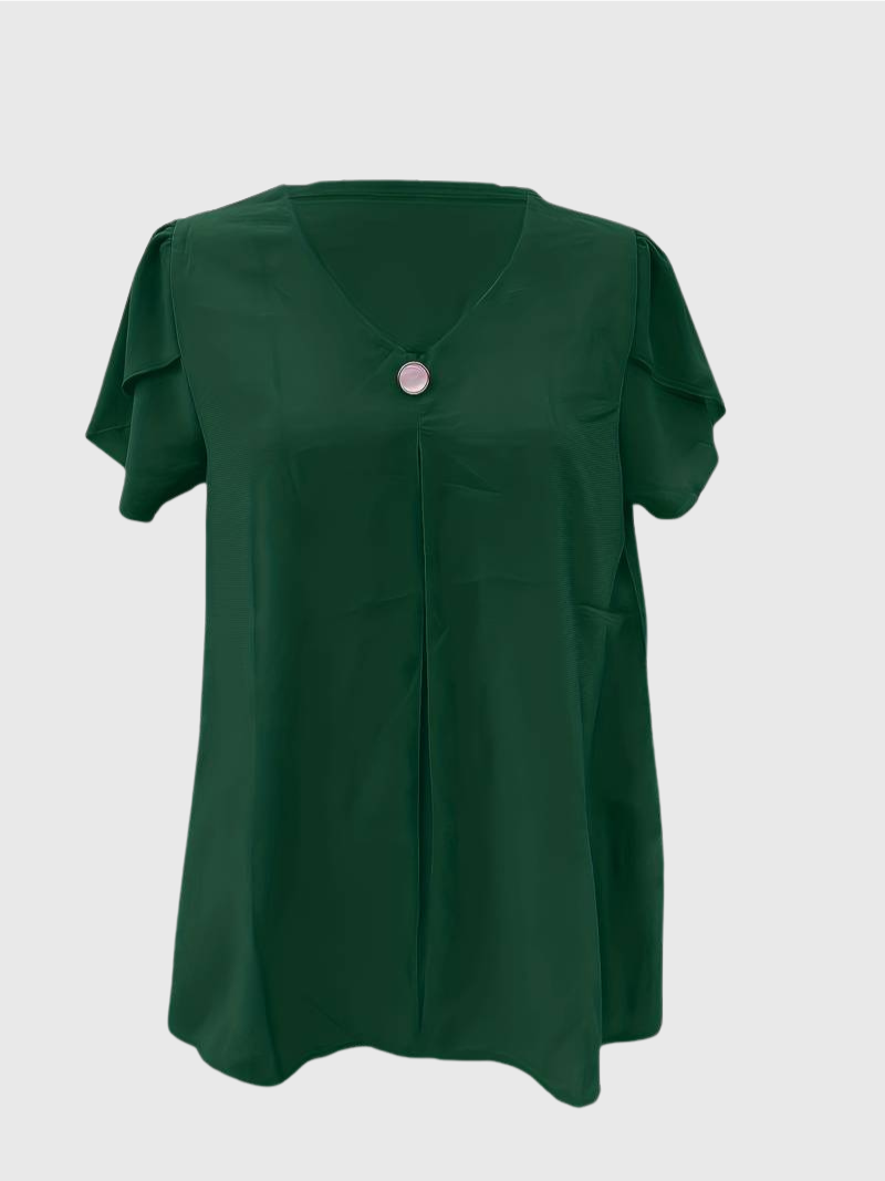 Basha | Ruffle Short Sleeve Blouse With Single Button