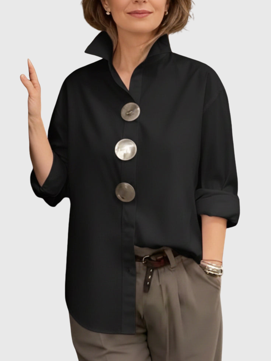 Rachel | Statement Button Stand Collar Blouse