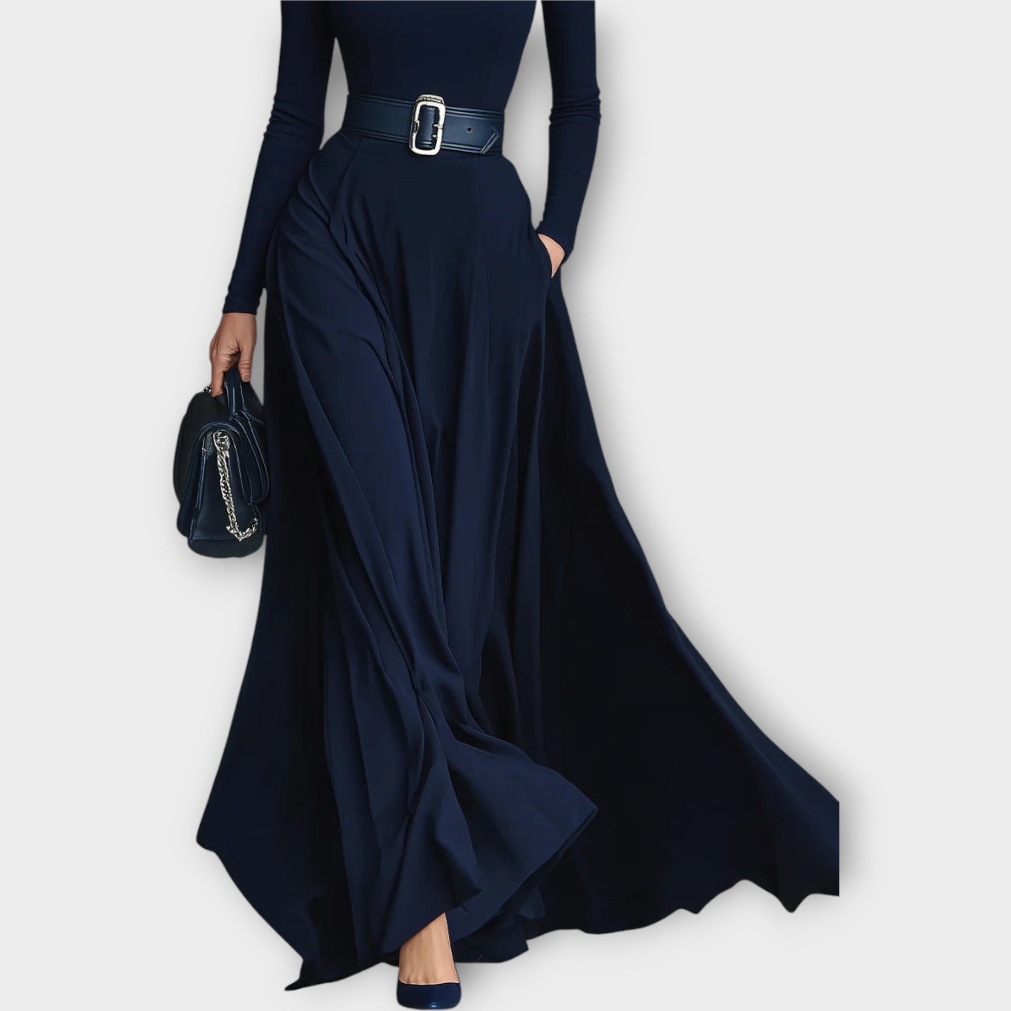 Celina | Belted High-Neck Dress