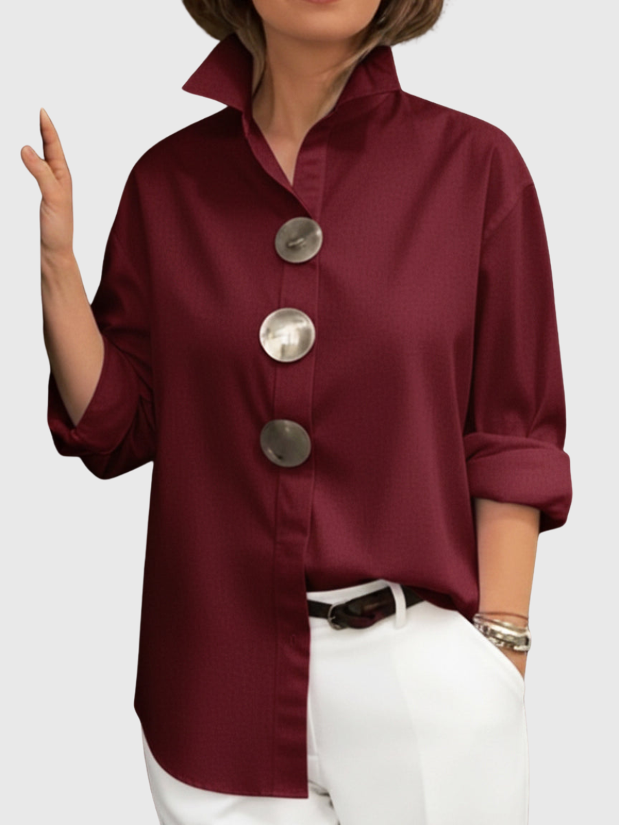 Rachel | Statement Button Stand Collar Blouse