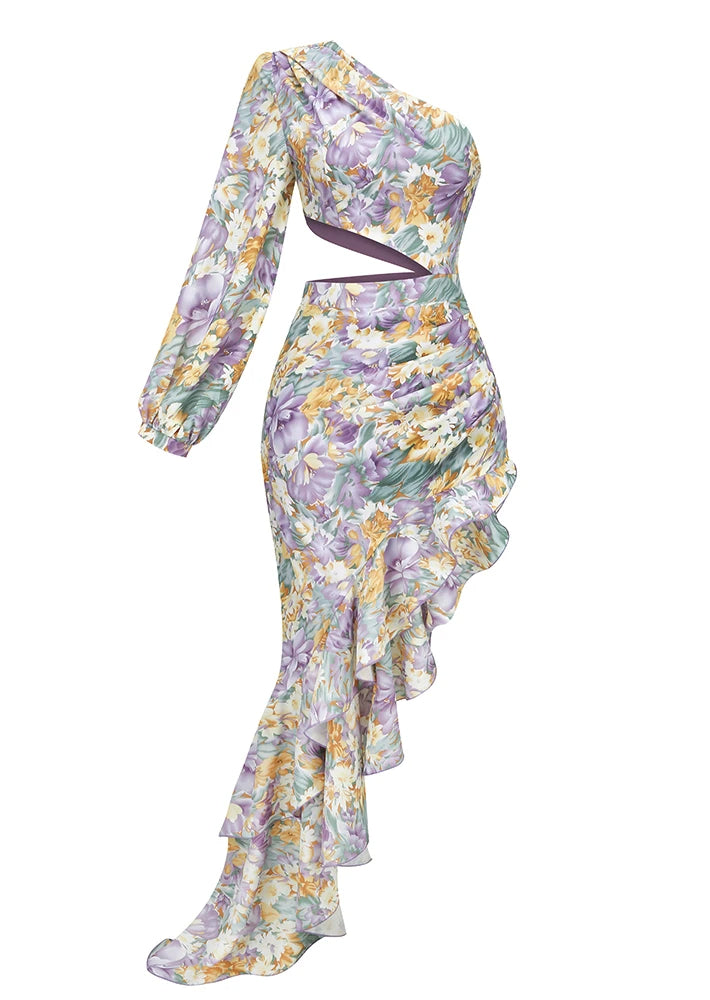Dalina | Floral One-Sleeve Dress