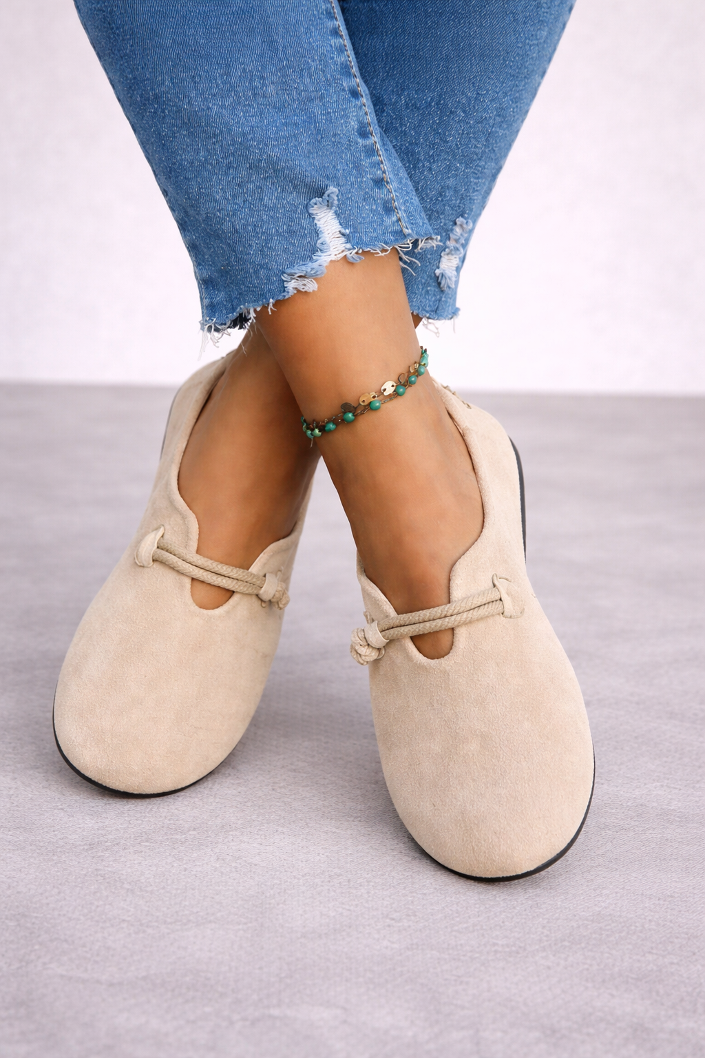 Livia | Suede Bow Slip-On Flats