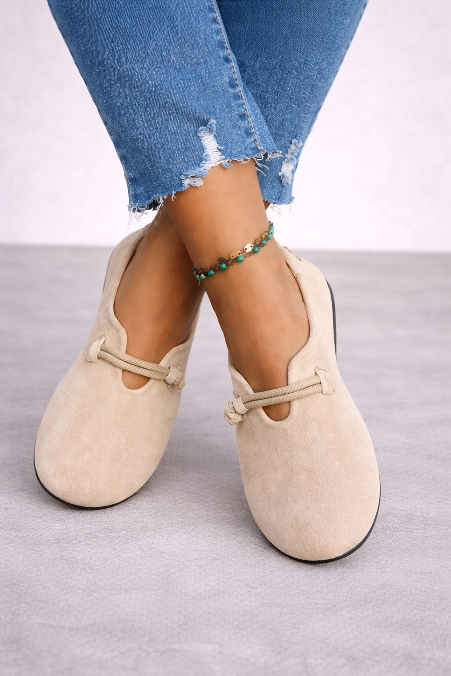 Livia | Suede Bow Slip-On Flats