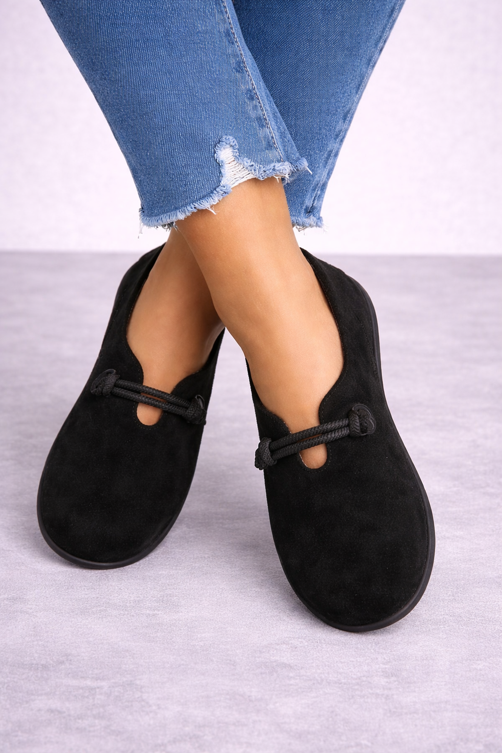 Livia | Suede Bow Slip-On Flats