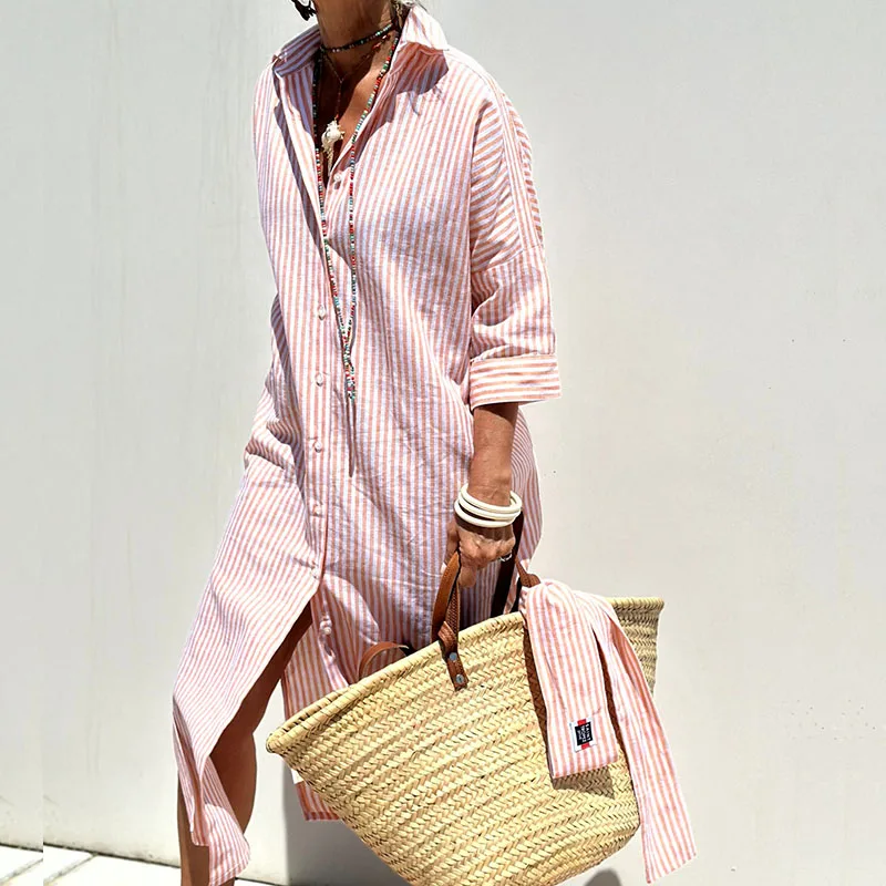 Vivian | Striped Shirt Dress