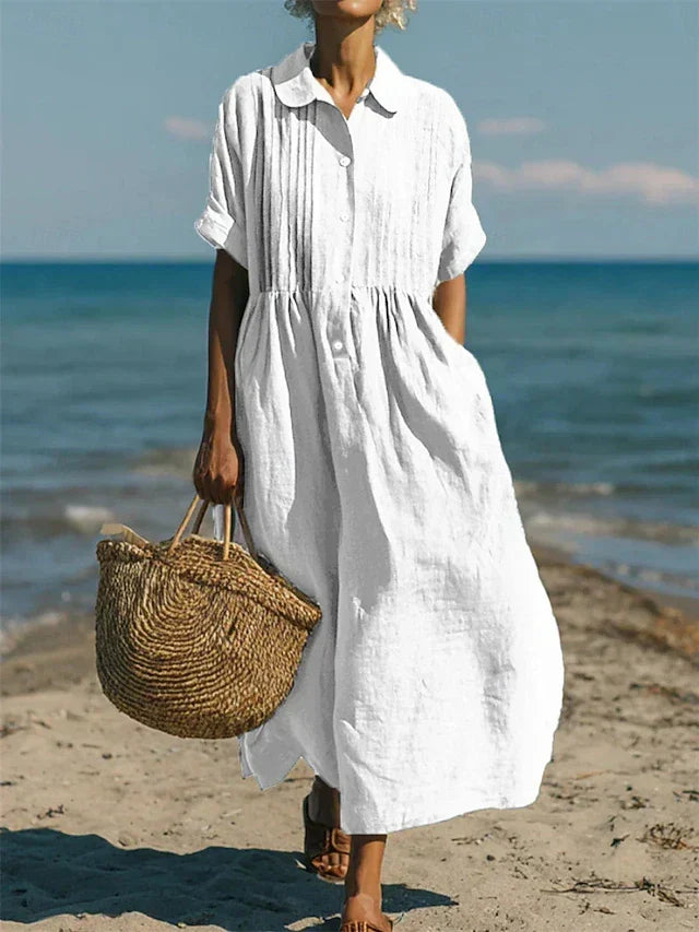 Selma | Cotton Button Shirt Dress