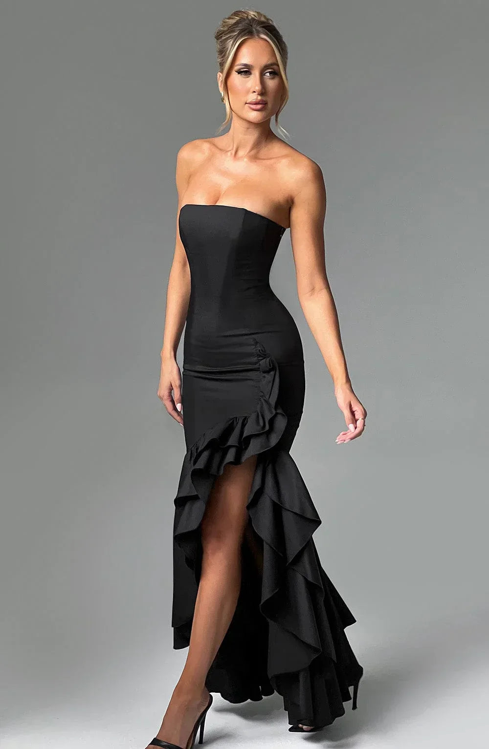 Riviera | Sleeveless Slit Ruffle Maxi Dress