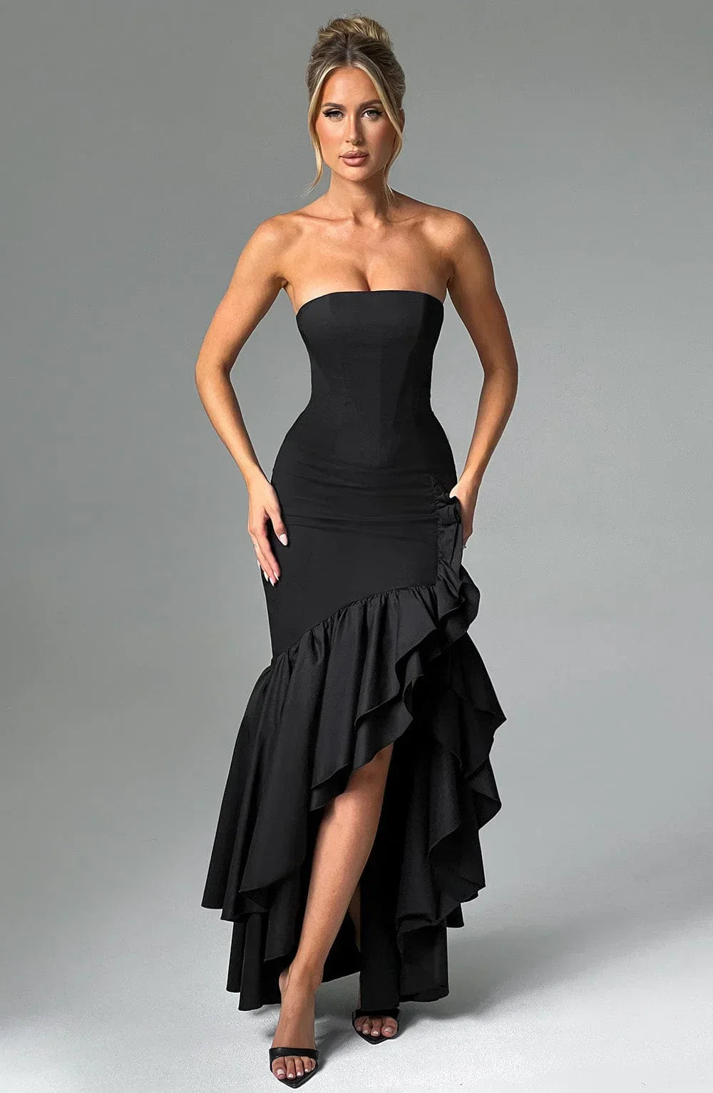 Riviera | Sleeveless Slit Ruffle Maxi Dress