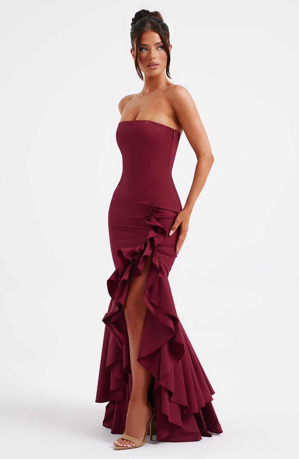 Riviera | Sleeveless Slit Ruffle Maxi Dress