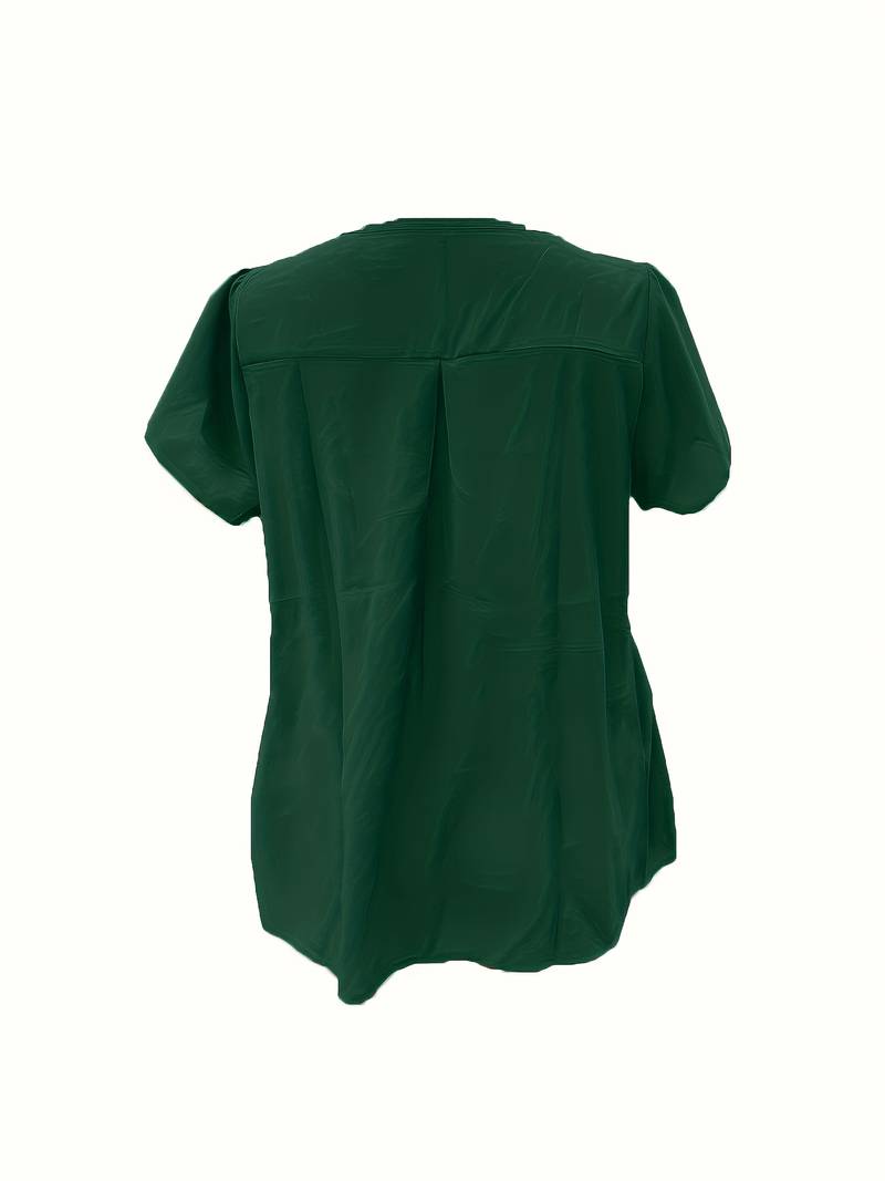 Basha | Ruffle Short Sleeve Blouse With Single Button