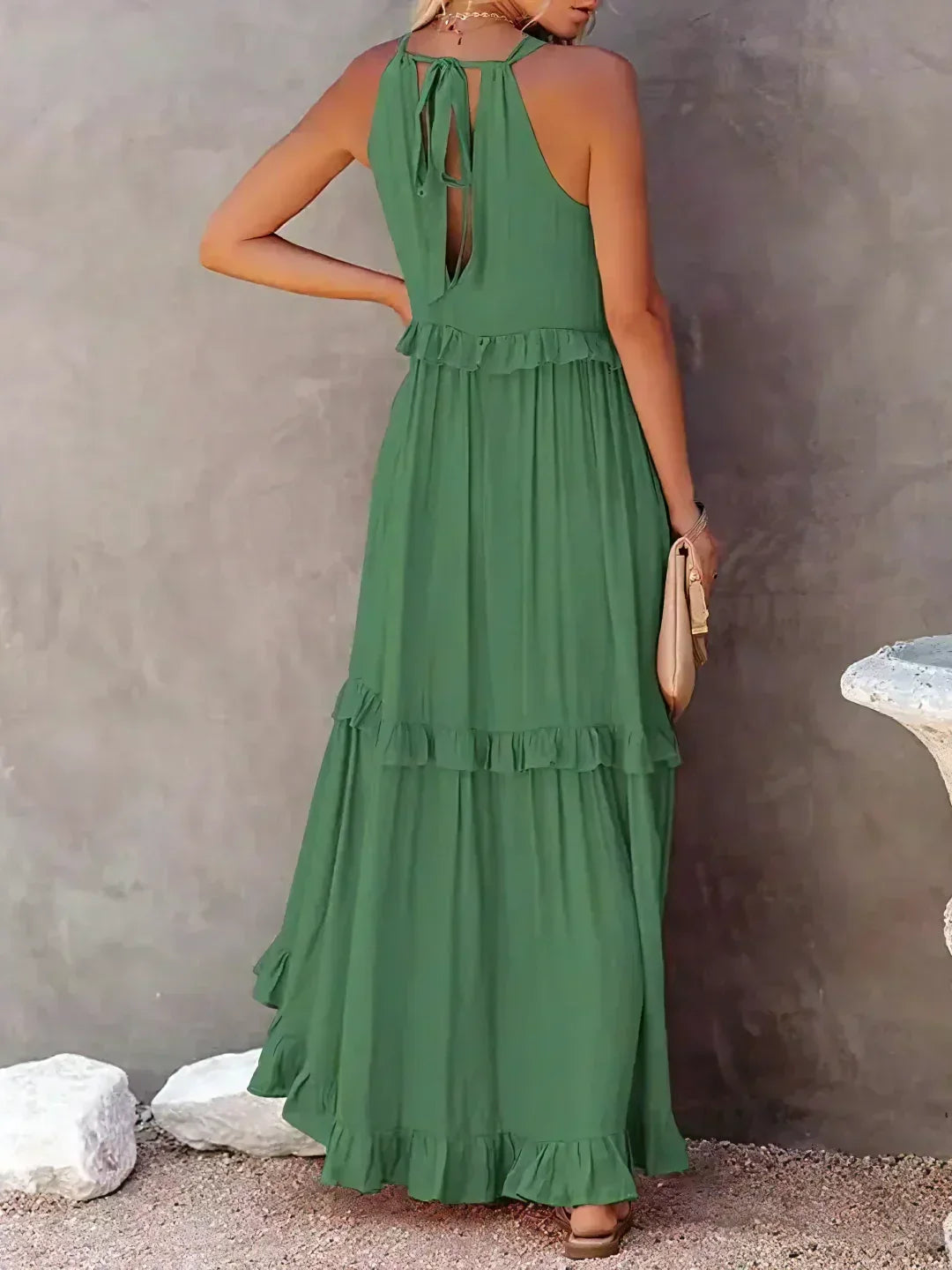 Lorena | Halterneck Dress With Ruffles and Pockets