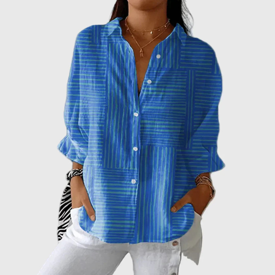 Feline | Azure Stripe Blouse