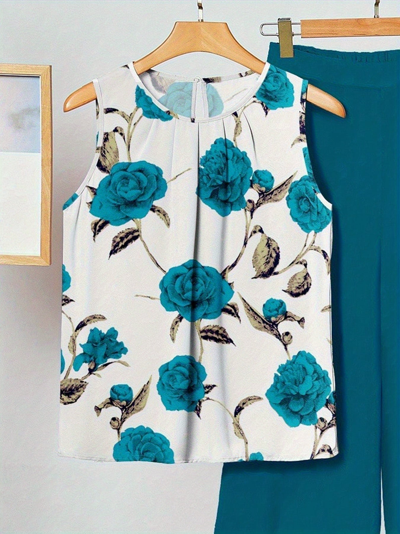 Alicia | Cyan Floral Two-Piece Set