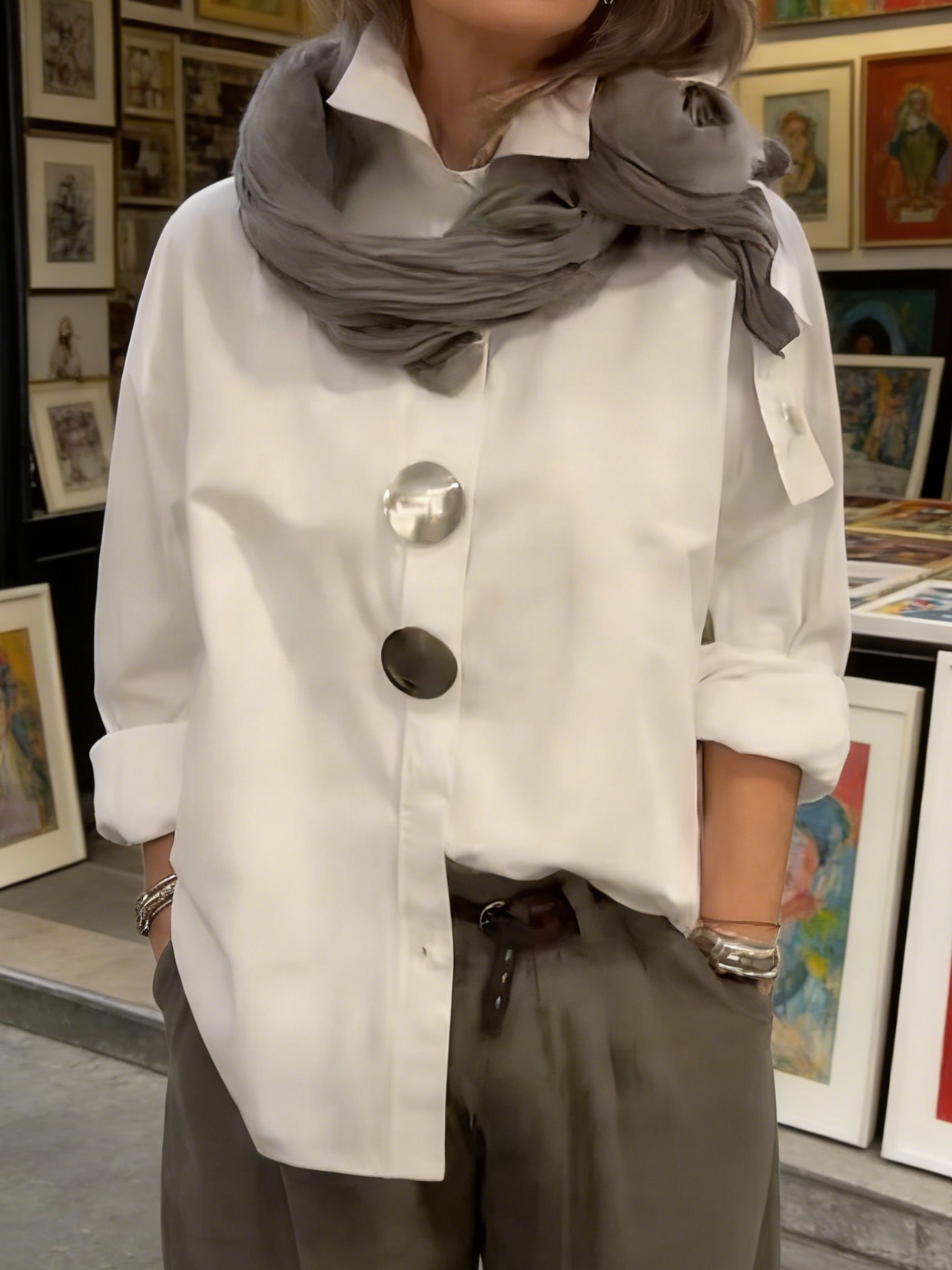 Rachel | Statement Button Stand Collar Blouse
