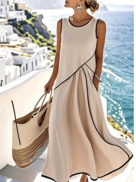 Elise | Contrast Trim Maxi Dress
