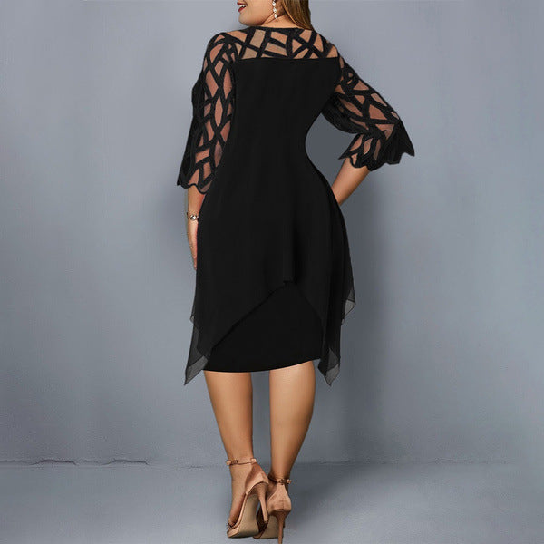 Vivienne | Elegant Mesh Overlay Dress