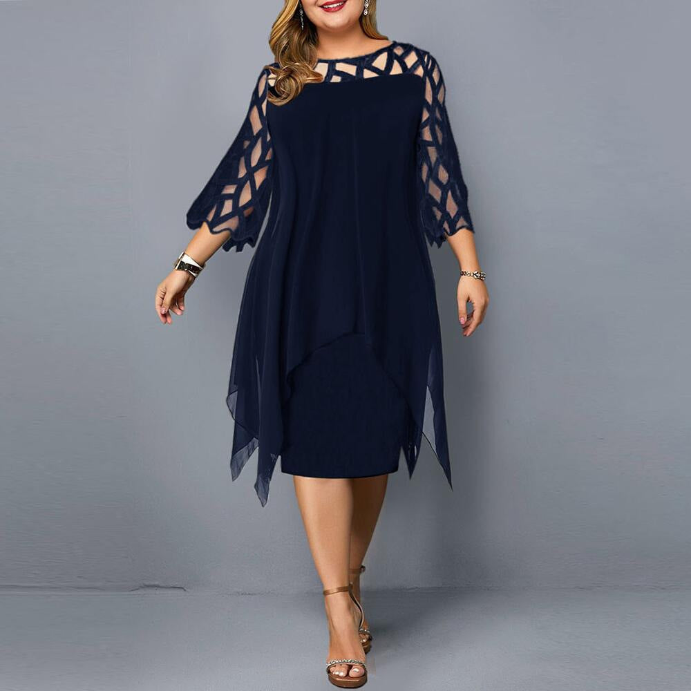 Vivienne | Elegant Mesh Overlay Dress