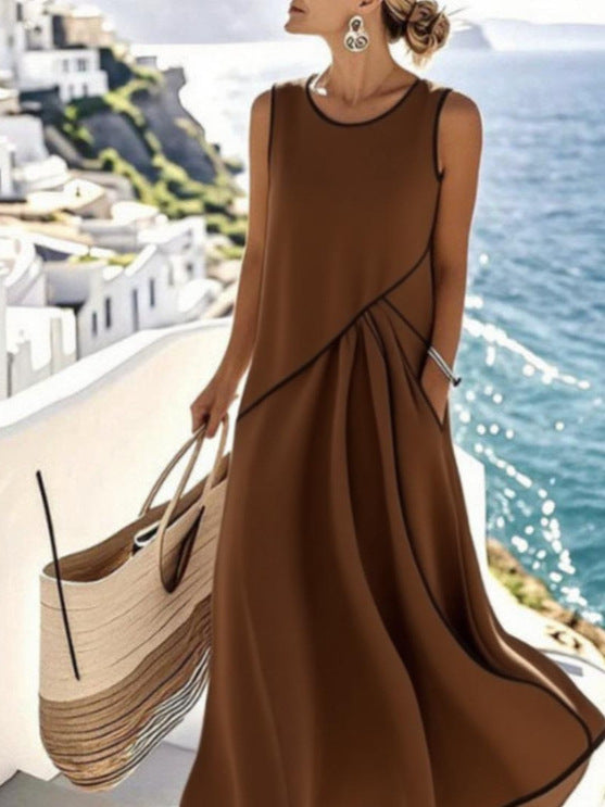Elise | Contrast Trim Maxi Dress