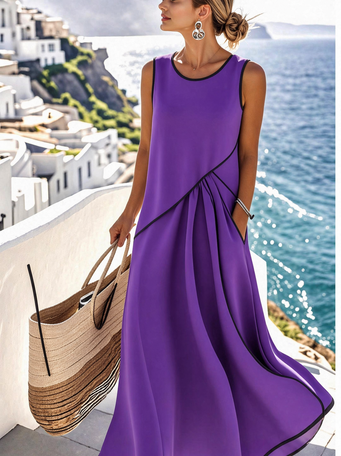 Elise | Contrast Trim Maxi Dress