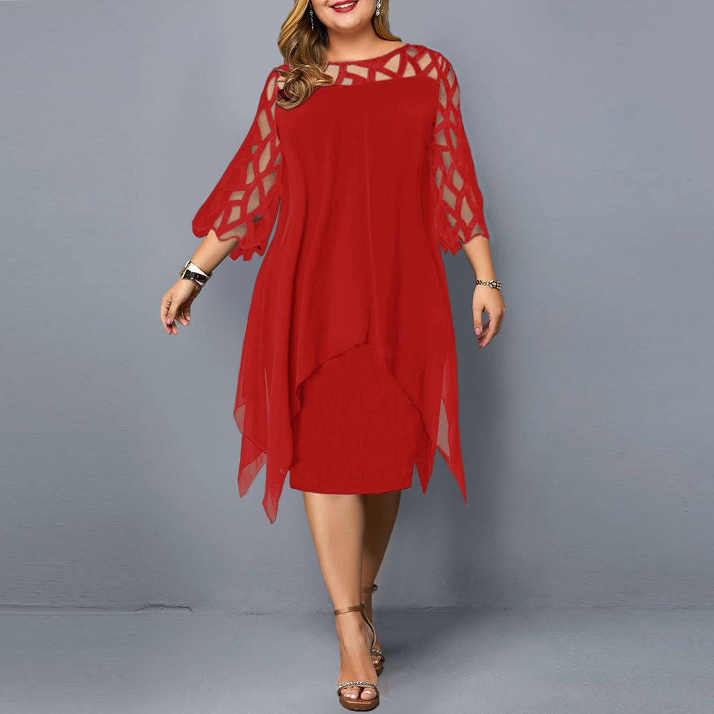 Vivienne | Elegant Mesh Overlay Dress