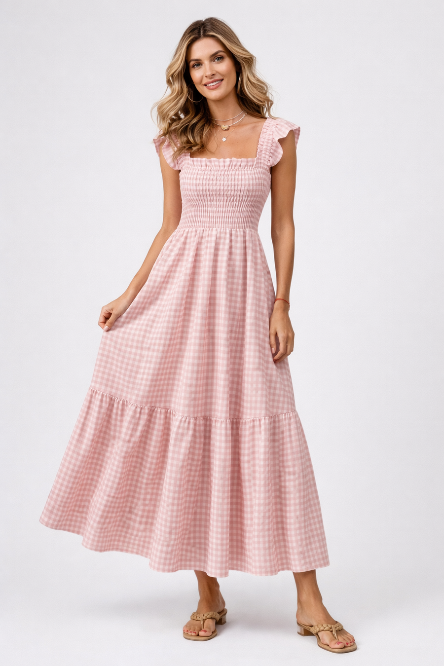 Lily | Gingham Smocked Maxi Dress