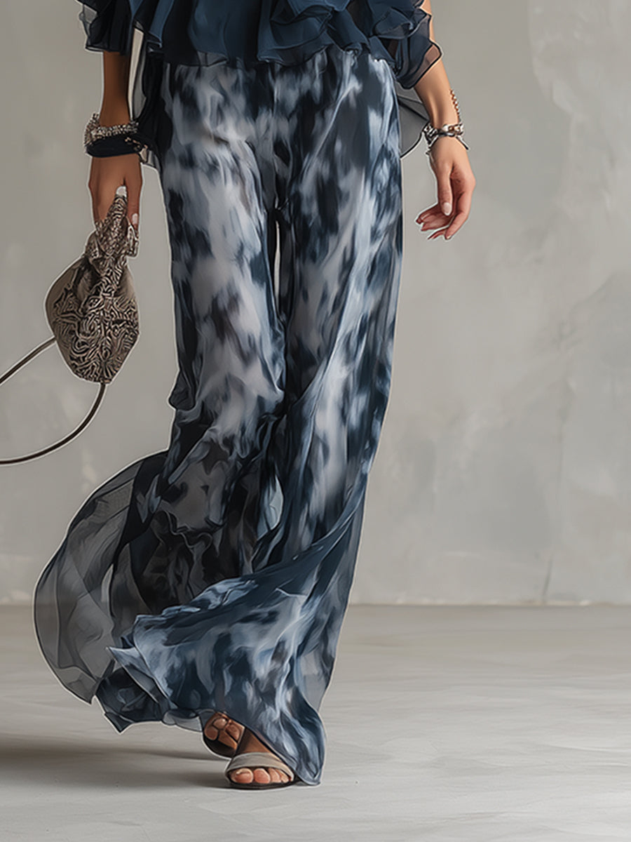 Elise | Elegant and lightweight suit with fluid top and wide pants
