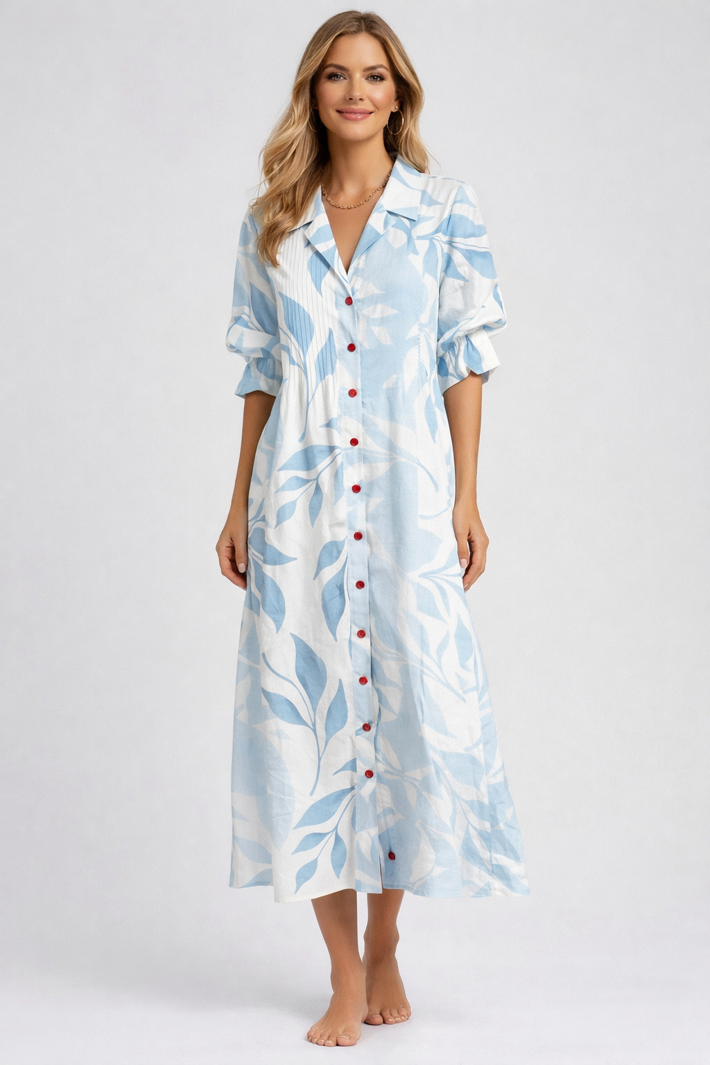 Elena | Floral Button-Up Midi Dress