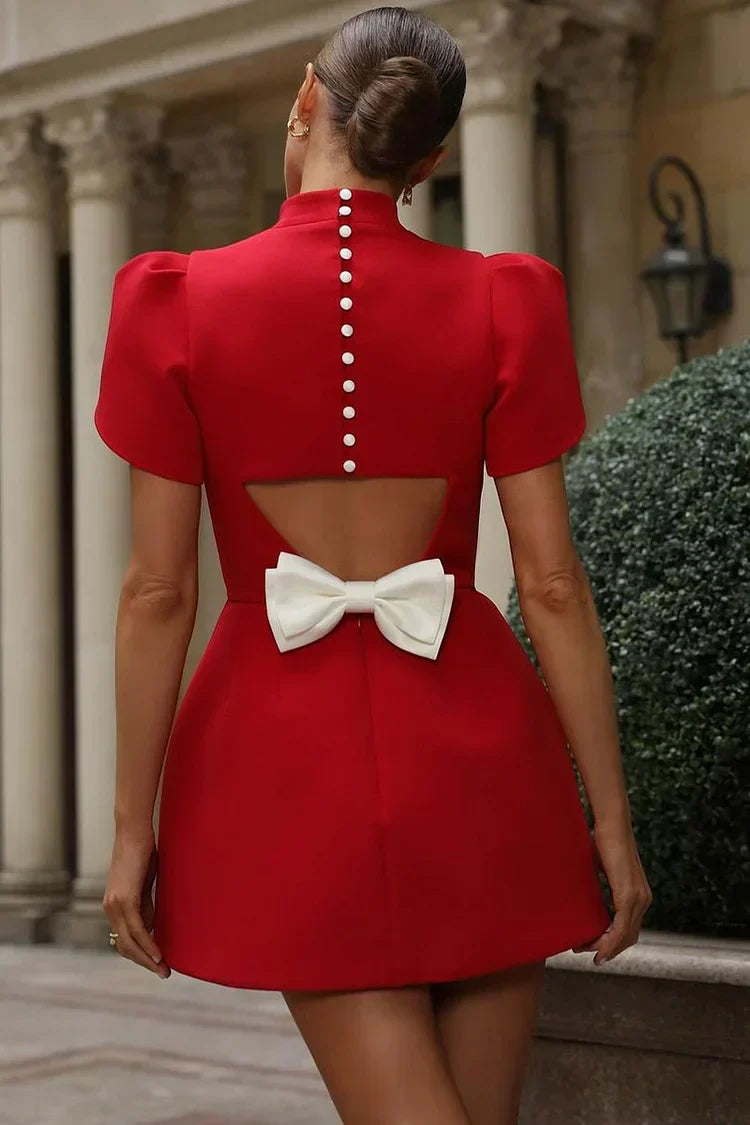 Fia | Elegant Petal Sleeves Mini Dress