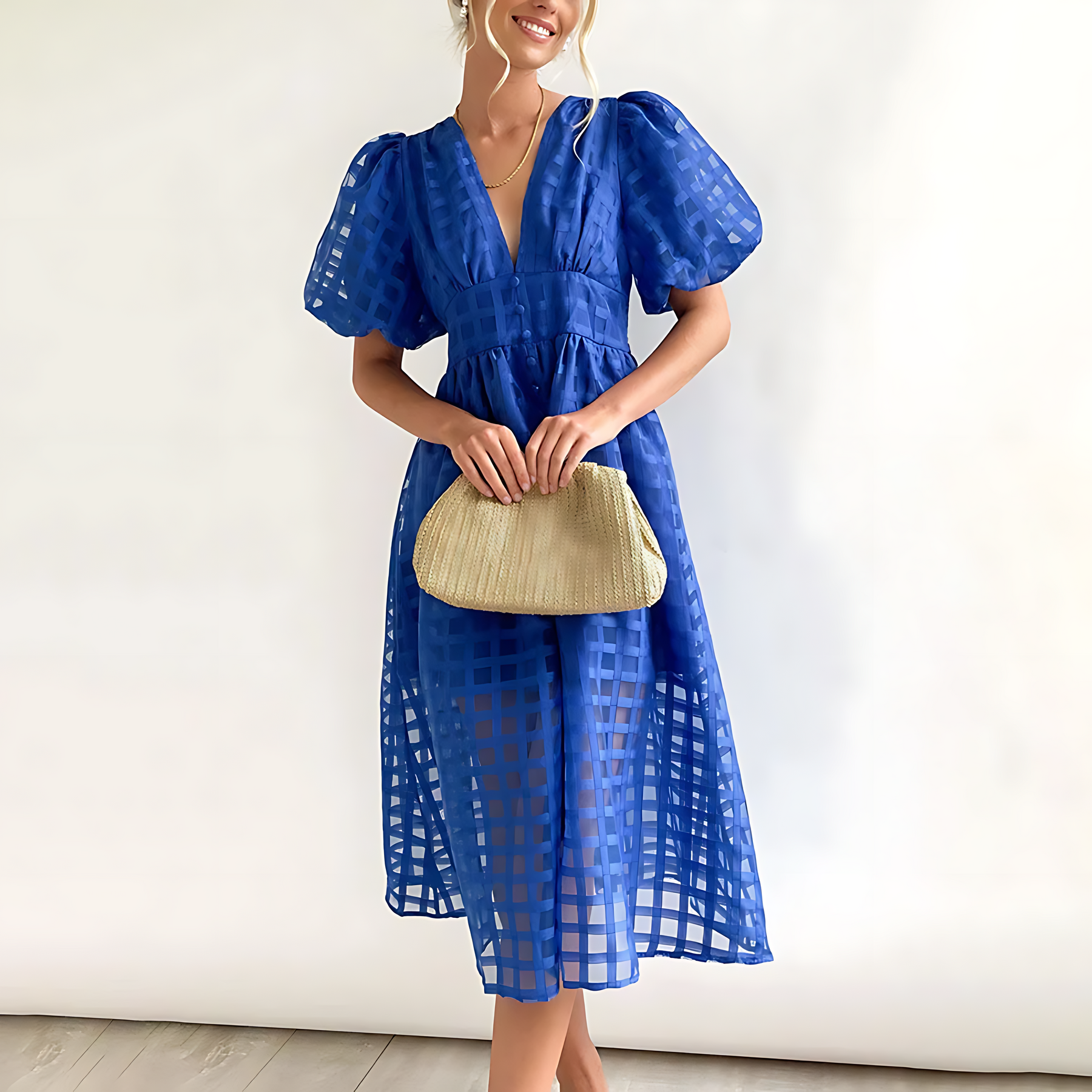 Clara | Puff Sleeve Midi Dress
