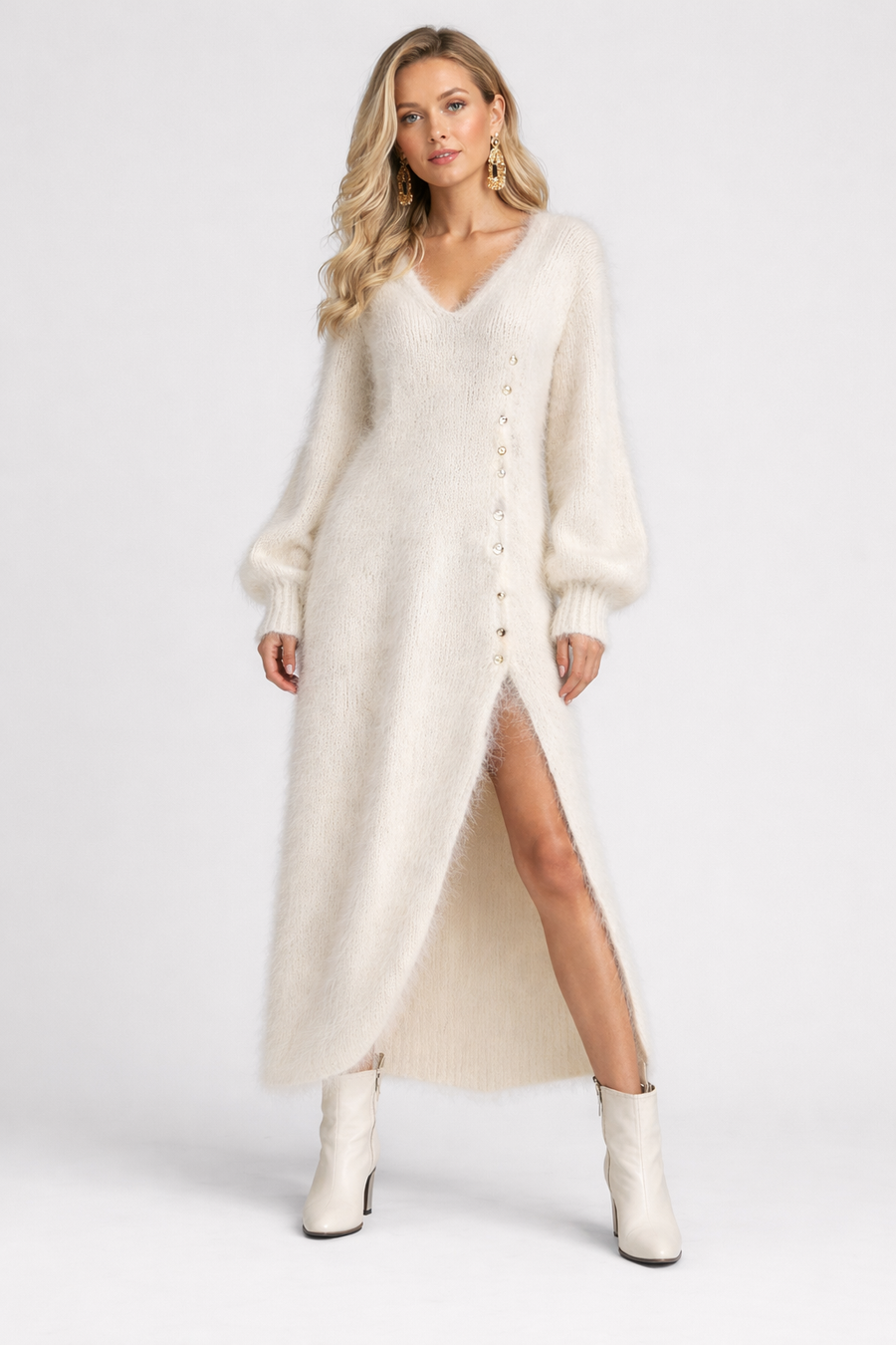 Celeste | Fuzzy Knit Maxi Dress