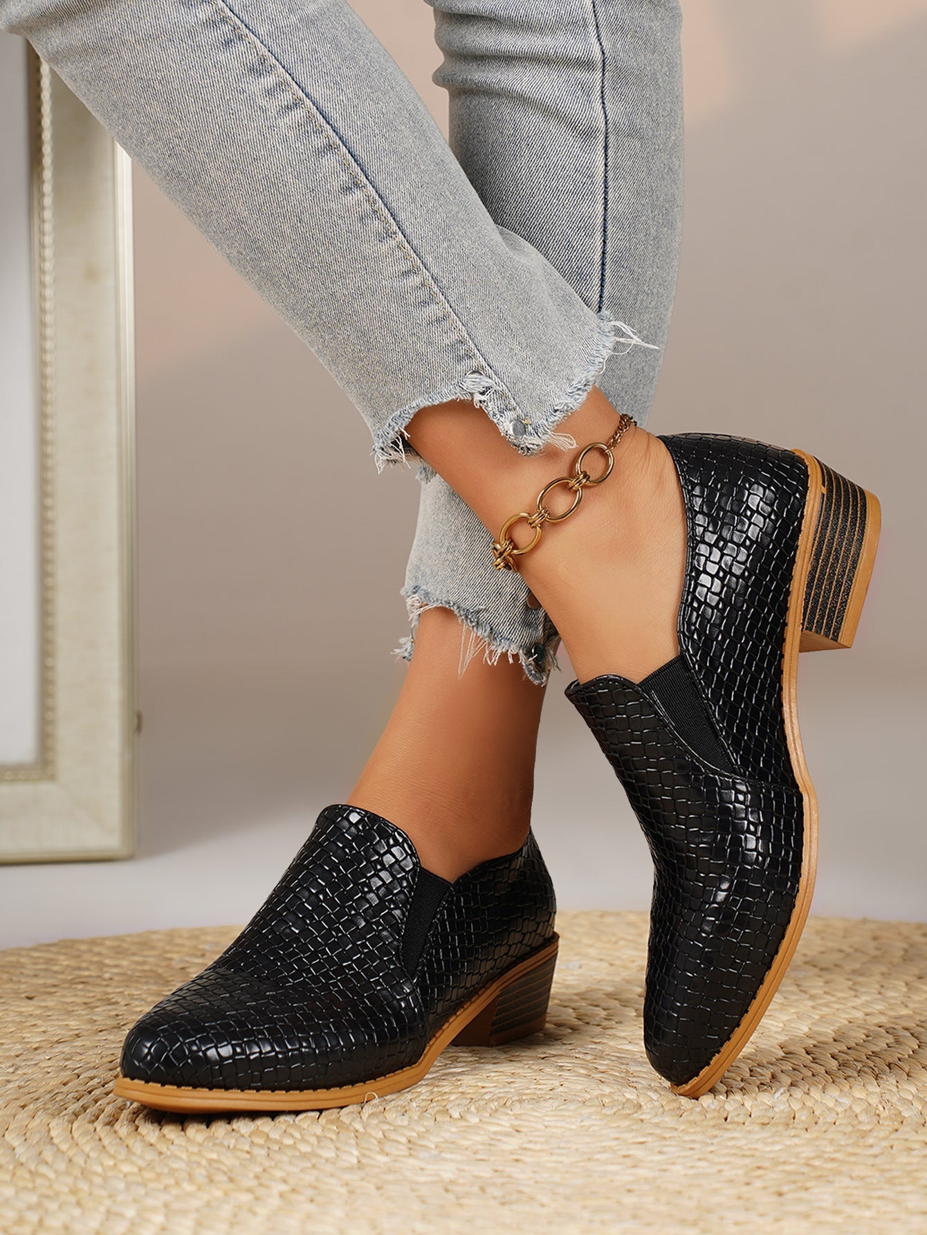 Noelle | Textured Slip-On Loafers