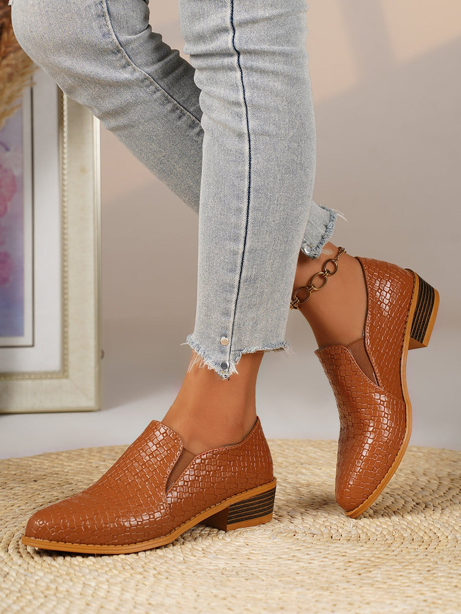 Noelle | Textured Slip-On Loafers
