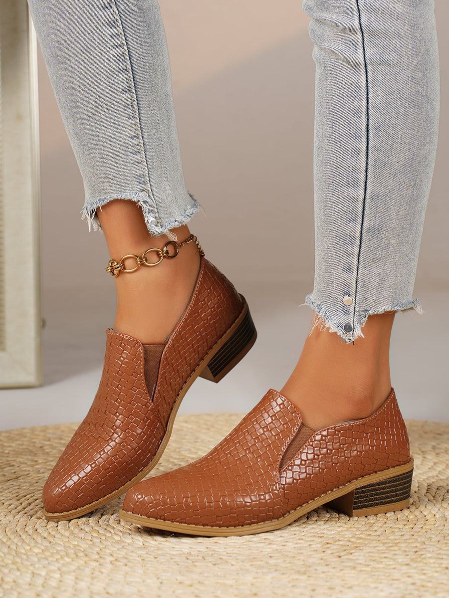 Noelle | Textured Slip-On Loafers